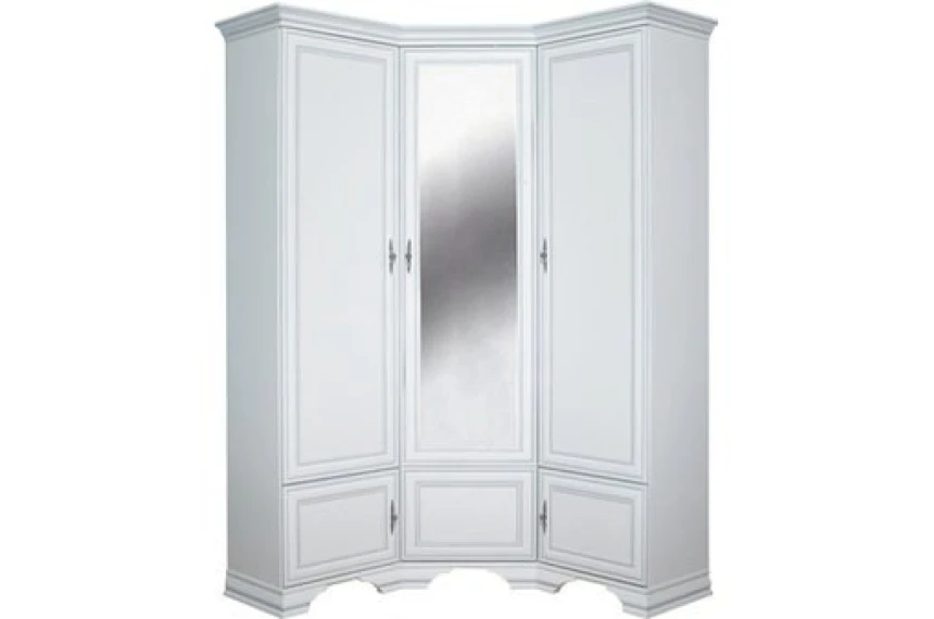 Шафа для одягу кутова Кентукі / Idento SZFN5D БРВ 5-дверна з дзеркалом Білий альпійський
