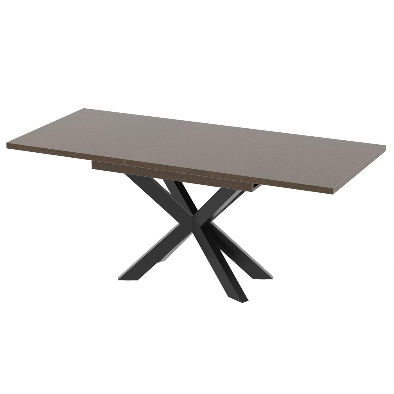 Розсувний обідній стіл СПАЙДЕР МДФ Галактика коричнева глянець/Чорний