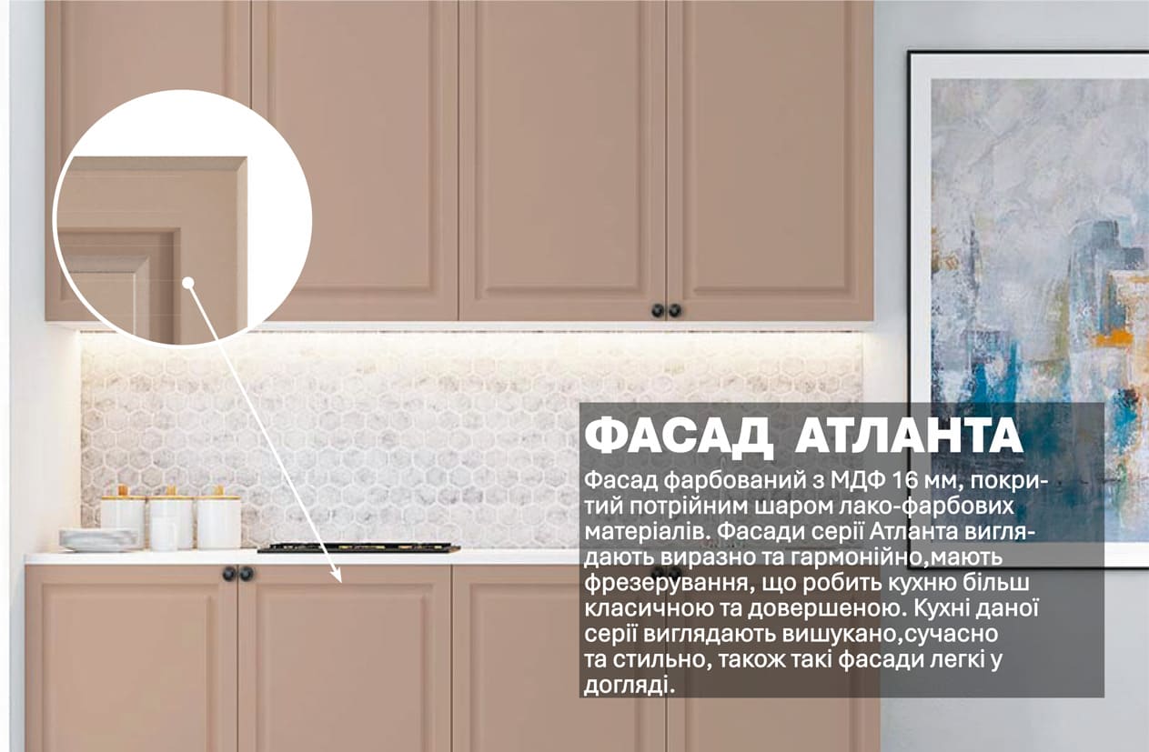 Кухня "Атланта" 2м фарбований МДФ