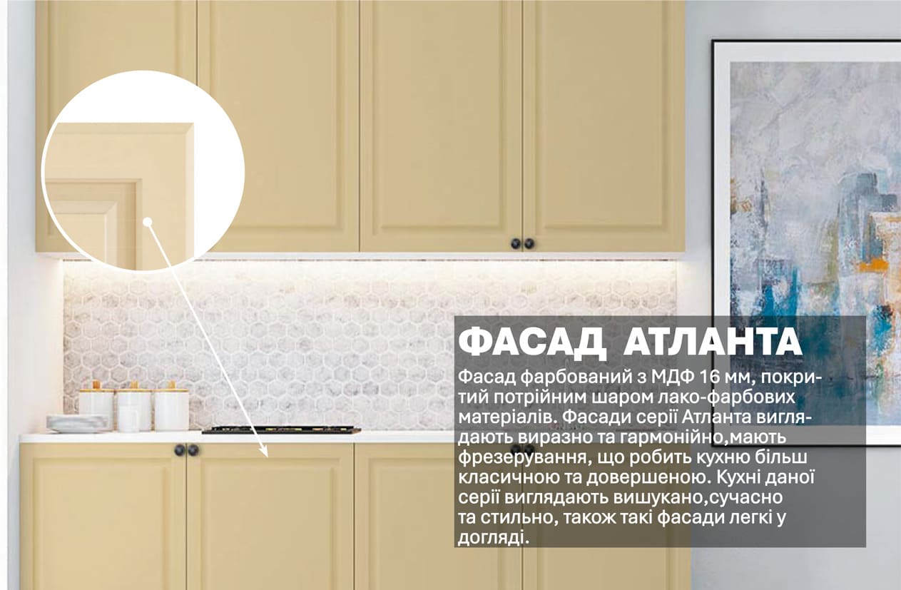 Кухня "Атланта" 2м фарбований МДФ