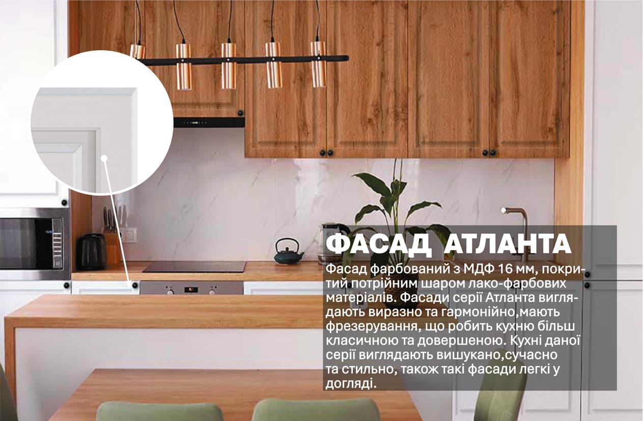 Кухня "Атланта" 3,6м з кухонним островом фарбований МДФ