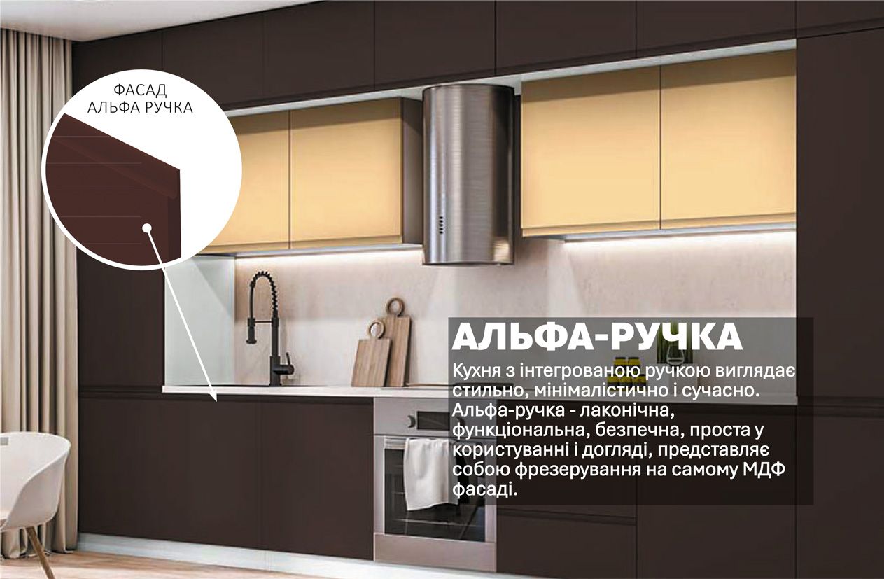 Кухня "Альфа-ручка" 4,2м фарбований МДФ