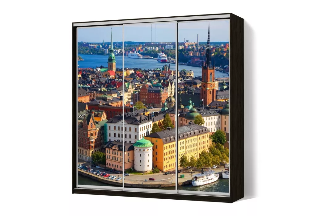 Шафа-купе 3 двері ФМП/ФМП/ФМП малюнок Re060 Класік-2 210*200*45